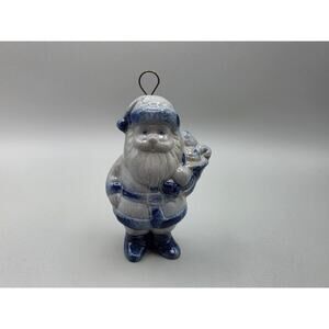 VTG David ELDRETH Pottery Salt Glazed Santa Claus Hanging Christmas Ornament